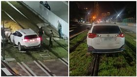 休旅車誤闖高雄輕軌！鐵道受困42分鐘　雙向鐵軌受阻無法通行（圖／民眾提供）