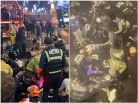 南韓,梨泰院,首爾,韓國,踩踏,逃生,爬牆,蜘蛛人（圖／翻攝自推特）