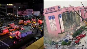 2022年南韓梨泰院倒塌慘案、1995年南韓三豐百貨倒塌。（圖／AP授權、翻攝自維基百科）