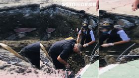  新／彰化某國中籃球場整建　竟挖出白骨（圖／翻攝畫面）