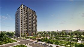 ▲建築規劃善用兩面臨路，一面臨公園的優勢，以公園為軸線，戶外景觀以人文休閒為設計理念。（圖／業者提供）