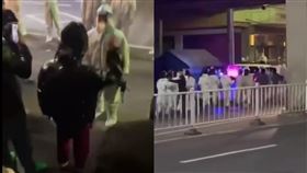 「疫情3年就是他的一生」中國封城3歲童就醫遭擋…3車特警鎮壓抗議民眾（圖／翻攝自推特）