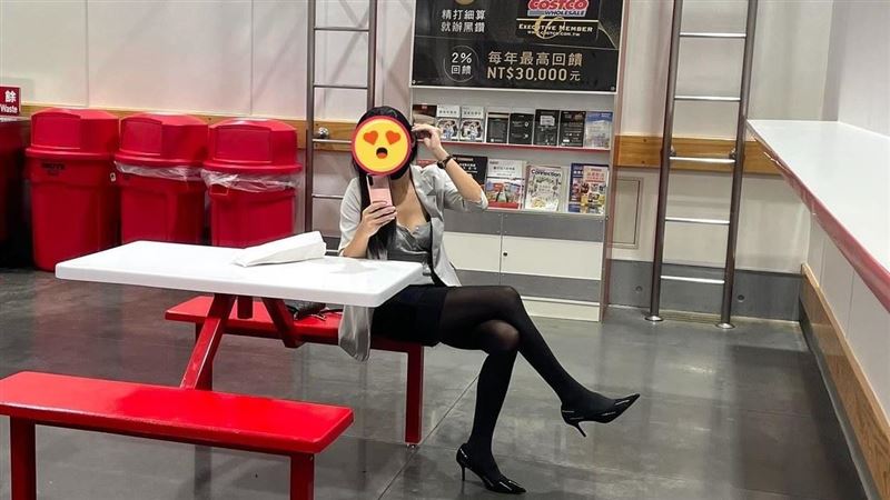 好市多遇火辣正妹OL　黑絲長腿低胸高跟鞋