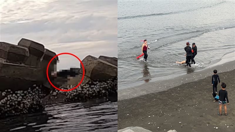 網紅驚見醉女躺消波塊　 驚險救援畫面曝