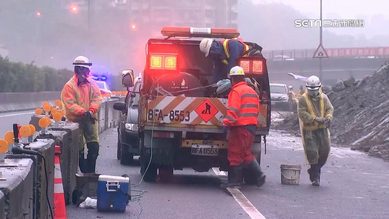 國1崩塌連夜搶通　蔡適應一早赴現場關心