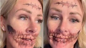 萬聖節,小丑嘴,狂歡,卸妝(翻攝自 TikTok)