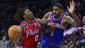 ▲麥克西（Tyrese Maxey）轟全場最高31分，76人不敵尼克。（圖／美聯社／達志影像）
