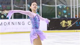 台灣新生代女將蔡愷昕在公開菁英青年組U12女子組短曲封后。（圖／艾格斯運動攝影提供）