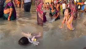 恆河 洗臉 淨身 日本 網紅 （圖／翻攝自YouTube「めぐみこ / Megu」）

