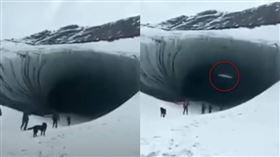 無視警告堅持入穴探險！遊客遭遇冰磚砸落（圖／翻攝自YouTube）