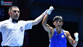 ▲賴主恩在亞洲拳擊錦標賽男子63.5公斤級以4：1擊敗伊朗選手雷扎伊闖進4強，確定至少銅牌起跳。（圖／翻攝自Asian Boxing Confederation臉書）