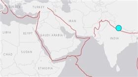 尼泊爾西部遭5.6地震侵襲　鄰國印度也有感。翻攝自美國地質調查所（US Geological Survey，USGS）