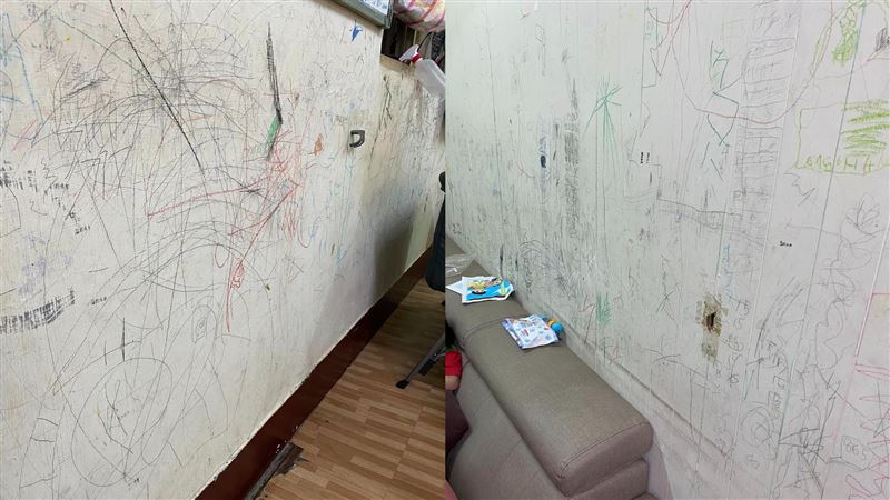 整面牆變小孩「畫布」　他傻眼：疲勞沒了