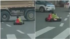 中國,深圳,卡丁車,卡車,男童（圖／翻攝自時間視頻）