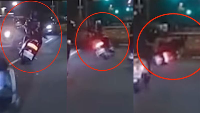 屁孩鑽車縫「搖擺」釀自摔！網笑噴：活該