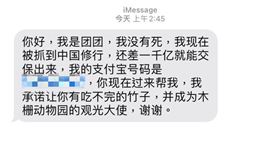  詐騙簡訊稱團團沒有死，只是被抓去中國修行。（圖／翻攝自爆廢公社公開版 臉書）