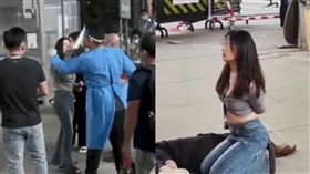 2女子與防疫人員起衝突。（圖／翻攝自微博）