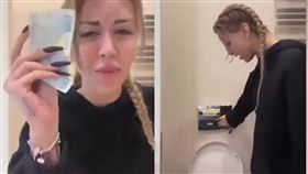 毀損國幣,網紅,正妹,Mika,Can Raun,土耳其,拍片,鈔票（圖／翻攝自推特）