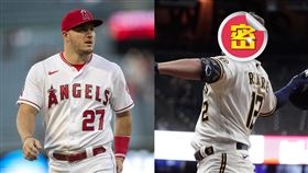 ▲天使新隊友倫弗洛（Hunter Renfroe）撞臉「神鱒」楚奧特（Mike Trout）。（圖／美聯社／達志影像）