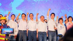 國民黨北北基桃合體造勢　蔣萬安、侯友宜、謝國樑、張善政。（圖／張善政辦公室提供）