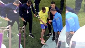 內馬爾腳踝腫脹提前退場。（圖／翻攝自巴西代表隊推特）