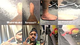 ▲內馬爾（Neymar）在IG秀出他受傷的腳踝，從照片可以看出仍十分腫脹。（圖／翻攝自內馬爾IG）