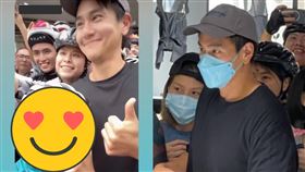 ▲彭于晏現身天母腳踏車行，被粉絲包圍。（圖／翻攝自 cyclingfabroIG）