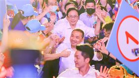 國民黨北北基桃合體造勢　蔣萬安、侯友宜、謝國樑、張善政。（圖／張善政辦公室提供）