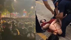 香港,反送中,黑警,白紙革命,武漢,封鎖信號屏蔽車,右圖(過去曾有女子不願進行核酸，遭警方強行壓制。（時間為9月))