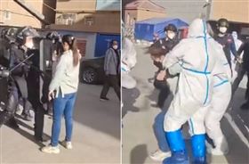 站著拿手機甚麼都沒動！大陸女竟遭狂毆（圖／翻攝自推特）