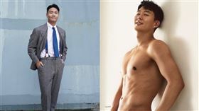 孫興慜（右）腹肌照意外撞臉阿翰（左）。（圖／翻攝自CK IG）