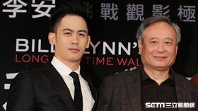 導演李安、演員喬歐文、演員李淳出席「比利．林恩的中場戰事」台北記者會。（記者邱榮吉/攝影）