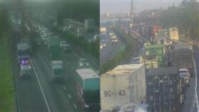 國道1號2貨櫃車與2小客車追撞