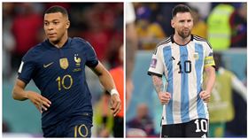 ▲姆巴佩（Kylian Mbappe）（左）、梅西（Lionel Messi）（右）攻進3球，有機會爭奪本屆世界盃金靴獎。（圖／美聯社／達志影像）