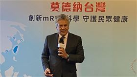 ▲莫德納公司全球資深副總裁Patrick Bergstedt進行為期二週的亞洲行，首站就到台北、這也是他首度來到台灣。（圖／記者簡浩正攝影）