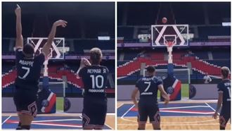 內馬爾、姆巴佩挑戰投籃　奇葩姿勢網笑翻