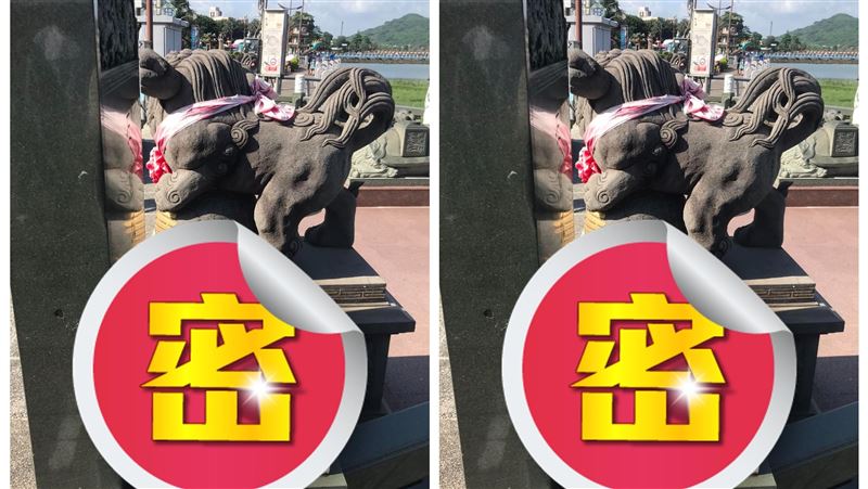 石獅子「懂防曬」石碑躲太陽　成效笑翻網