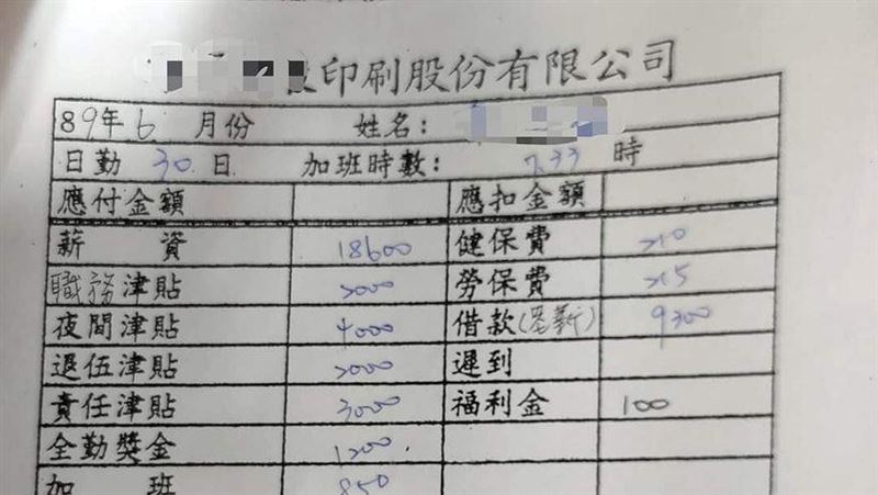 22年前薪資單曝光　上千人驚嘆：比我還多