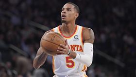 ▲老鷹隊後衛莫瑞（Dejounte Murray）因左腳踝扭傷將缺陣約2週。（圖／美聯社／達志影像）