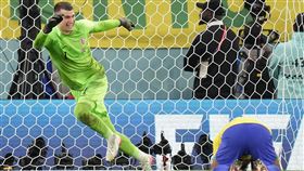 克羅埃西亞門將利瓦科維奇（Dominik Livakovic）是贏球頭號功臣。（圖／美聯社／達志影像）