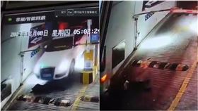 休旅車,車道,停車場,斜坡,輾過,醉倒（圖／翻攝自「爆料公社」）