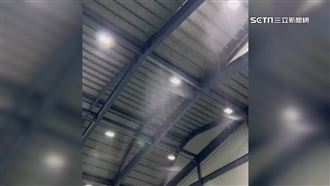 平鎮棒球場室內練習場　大雨狂漏水成瀑布