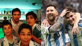 阿爾瓦雷茲幼年與梅西合影　10年後攜手世界盃爭冠（圖／翻攝自juliaanalvarez IG、圖／路透社／達志影像）