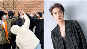  BTS防彈少年團成員Jin正式入伍，所有團員一同去送行（圖／翻攝自防彈少年團推特）