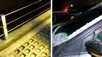 合歡山凌晨下雪了　武嶺「銀白」一片