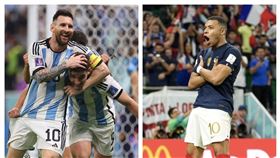 世足冠軍戰由阿根廷、法國上演頂尖對決。（合成圖／翻攝自梅西、姆巴佩IG）