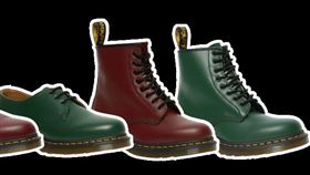 歲末超優惠！Dr. Martens 櫻桃紅&綠色馬汀節慶價$2,500 限量20雙行家必敗。（圖／品牌業者提供）