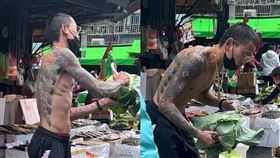 不畏低溫賣菜郎打赤膊，引發網友熱議。（圖／翻攝《北投幫》社團）