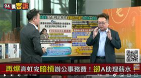 張宇韶表示立法院補助的辦公室事務費，匯到高虹安指定帳戶只進不出。