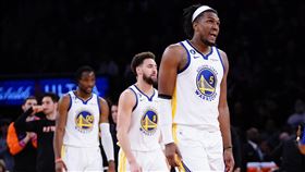 ▲湯普森（Klay Thompson）只進1顆三分球，勇士輸給尼克38分。（圖／美聯社／達志影像）